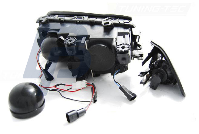 HEADLIGHTS BMW E46 05.98-08.01 S/T ANGEL EYES LED BLACK - 3