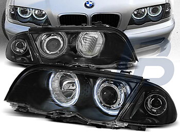 HEADLIGHTS BMW E46 05.98-08.01 S/T ANGEL EYES BLACK