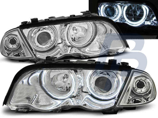 HEADLIGHTS BMW E46 05.98-08.01 S/T ANGEL EYES CHROME - 2