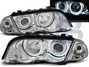 HEADLIGHTS BMW E46 05.98-08.01 S/T ANGEL EYES CHROME