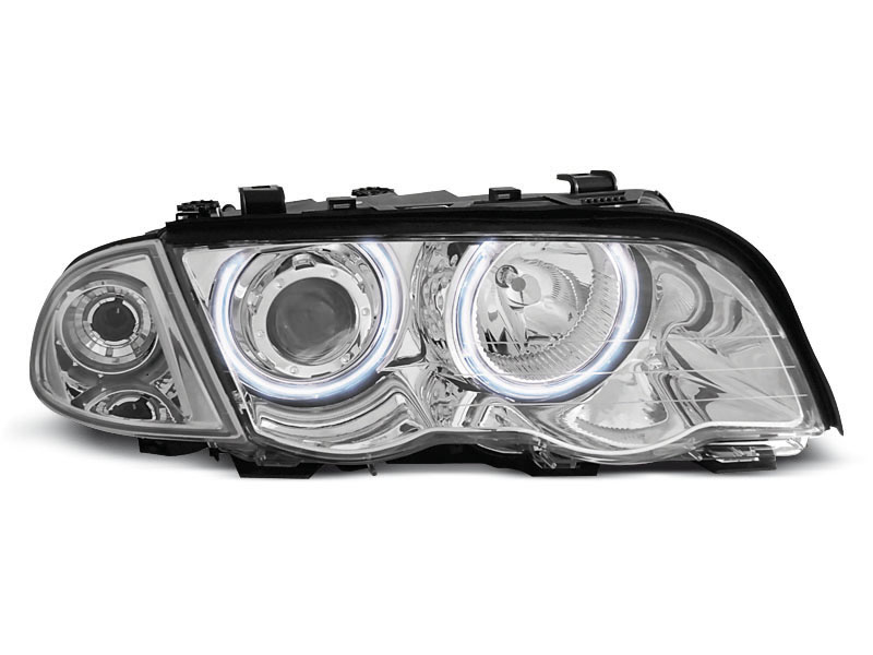 HEADLIGHTS BMW E46 05.98-08.01 S/T ANGEL EYES CHROME