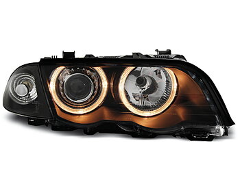 HEADLIGHTS BMW E46 05.98-08.01 S/T ANGEL EYES BLACK