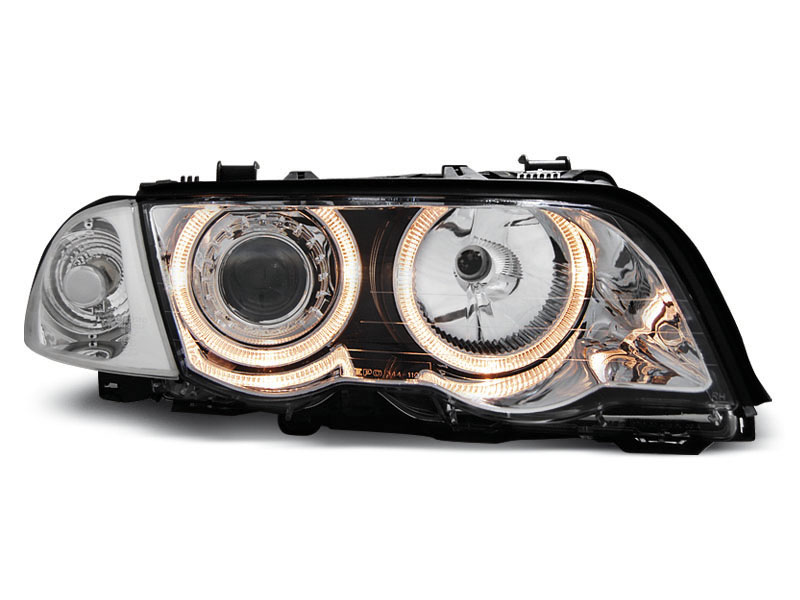 HEADLIGHTS BMW E46 05.98-08.01 S/T ANGEL EYES CHROME