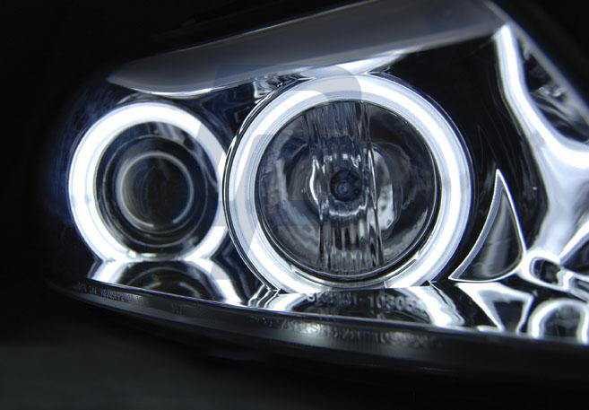 HEADLIGHTS BMW E90/E91 03.05-08.08 ANGEL EYES CCFL CHROME - 3