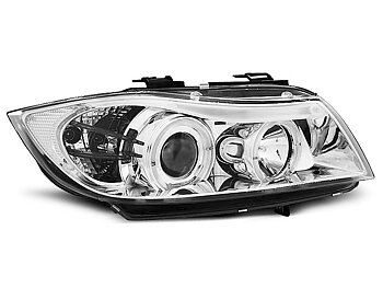 HEADLIGHTS BMW E90/E91 03.05-08.08 ANGEL EYES CHROME
