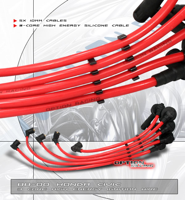 HONDA CRX/CIVIC/SOL/INTEGRA DOHC RED SPARK PLUG WIRES [SIX]