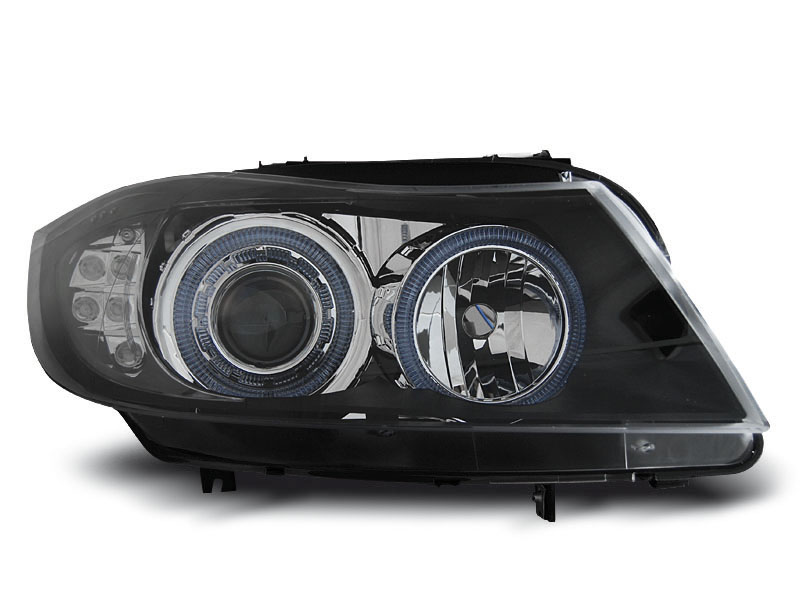 HEADLIGHTS BMW E90/E91 03.05-08.08 ANGEL EYES BLACK LED INDICATOR
