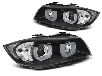 HEADLIGHTS BMW E90/E91 03.05-08.08 3D U-TYPE BLACK