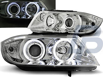 HEADLIGHTS BMW E90/E91 03.05-08.08 ANGEL EYES CHROME CCFL