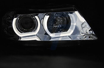 HEADLIGHTS BMW E90/E91 03.05-08.08 3D U-TYPE CHROME HID