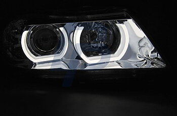 HEADLIGHTS BMW E90/E91 03.05-08.08 3D U-TYPE CHROME