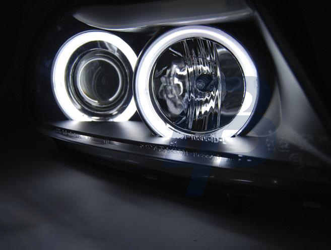 HEADLIGHTS BMW E90/E91 03.05-08.08 ANGEL EYES CCFL BLACK - 3