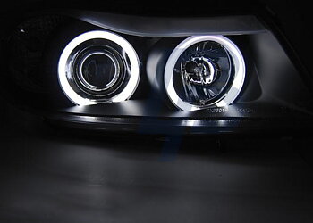 HEADLIGHTS BMW E90/E91 03.05-08.08 ANGEL EYES CCFL BLACK