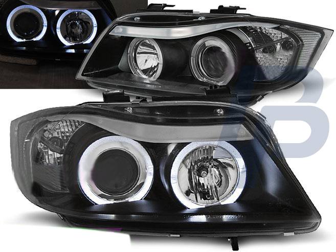 HEADLIGHTS BMW E90/E91 03.05-08.08 ANGEL EYES BLACK - 2