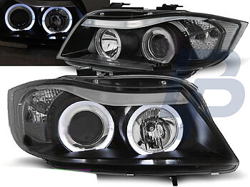 HEADLIGHTS BMW E90/E91 03.05-08.08 ANGEL EYES BLACK