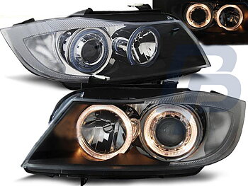 HEADLIGHTS BMW E90/E91 03.05-08.08 ANGEL EYES BLACK