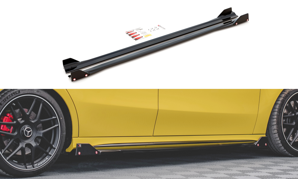 Side Skirts Diffusers V.2 + Flaps Mercedes AMG A45 S