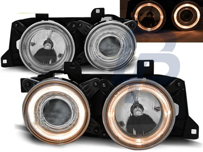 HEADLIGHTS BMW E32/E34 ANGEL EYES CHROME - 2