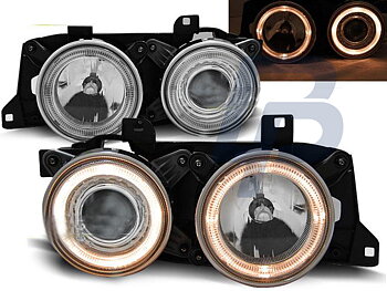 HEADLIGHTS BMW E32/E34 ANGEL EYES CHROME