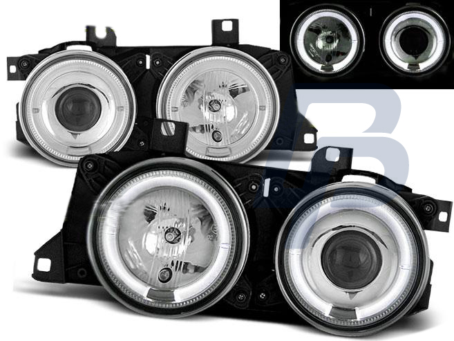HEADLIGHTS BMW E32/E34 ANGEL EYES CHROME - 2