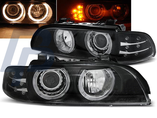 HEADLIGHTS BMW E39 09.95-06.03 ANGEL EYES BLACK LED INDIC. - 2