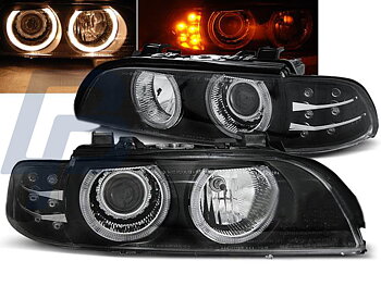 HEADLIGHTS BMW E39 09.95-06.03 ANGEL EYES BLACK LED INDIC.