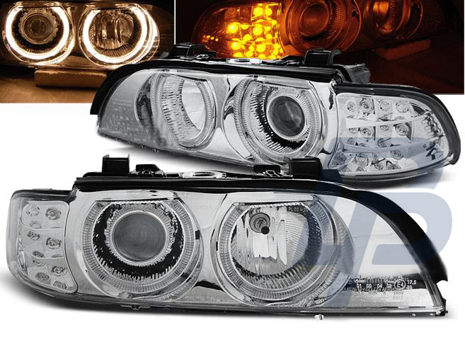 HEADLIGHTS BMW E39 09.95-06.03 ANGEL EYES CHROME LED INDIC. - 2