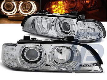 HEADLIGHTS BMW E39 09.95-06.03 ANGEL EYES CHROME LED INDIC.