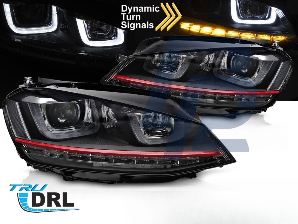 Headlights Red LED Sequential DRL for VW Golf VII 2013–2017 - 3