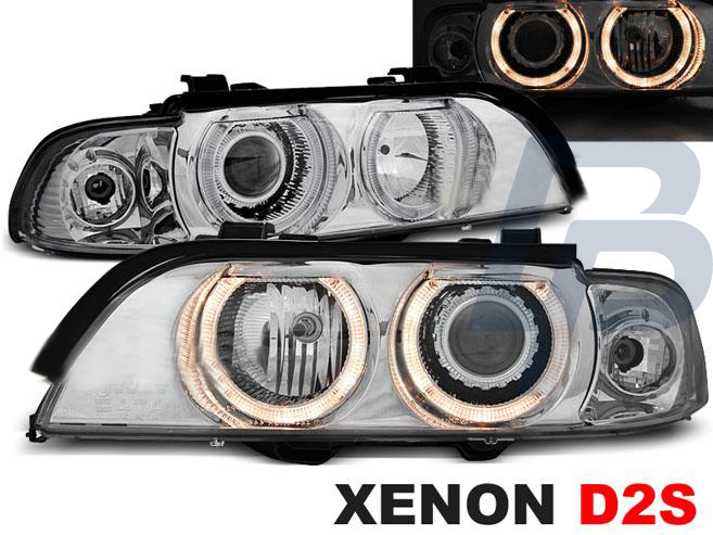 HEADLIGHTS BMW E39 09.95-06.03 ANGEL EYES D2S/H7 CHROME - 2