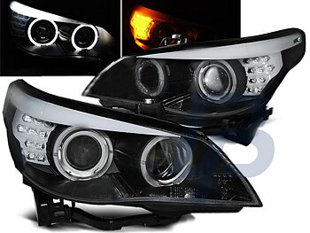 HEADLIGHTS BMW E60/E61 03-07 BLACK LED INDIC.