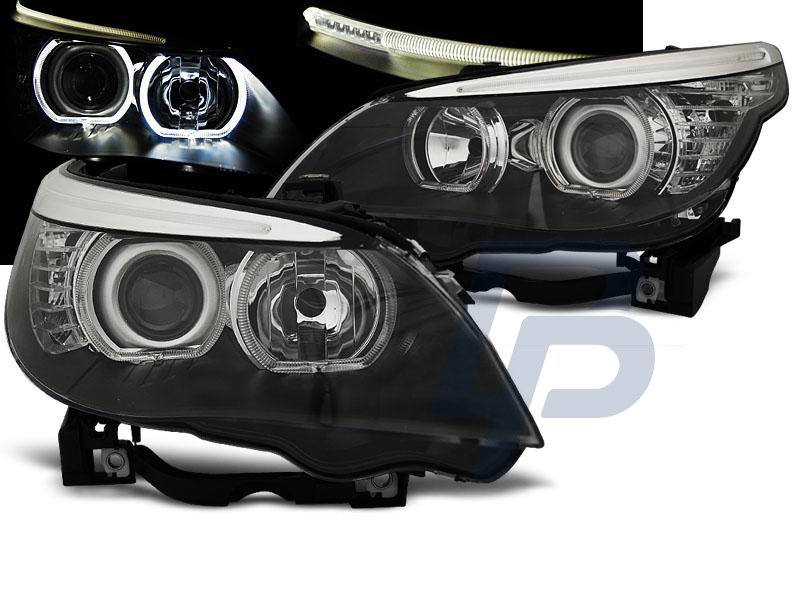 HEADLIGHTS BMW E60/E61 03-07 LED ANGEL EYES H7/H7 BLACK - 3