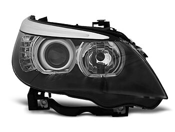 HEADLIGHTS BMW E60/E61 03-07 LED ANGEL EYES H7/H7 BLACK