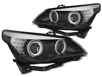 HEADLIGHTS BMW E60/E61 03-07 ANGEL EYES CCFL BLACK LED INDIC.
