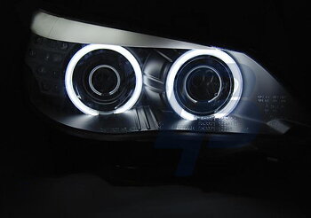 HEADLIGHTS BMW E60/E61 03-07 ANGEL EYES CCFL BLACK LED INDIC.