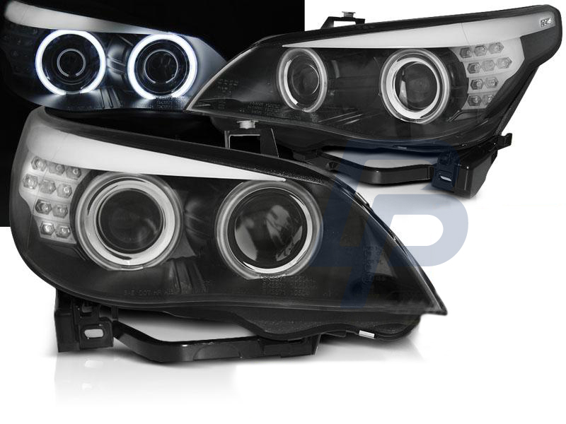 HEADLIGHTS BMW E60/E61 03-07 ANGEL EYES CCFL BLACK LED INDIC. - 5