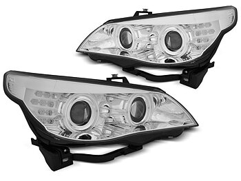 HEADLIGHTS BMW E60/E61 03-07 ANGEL EYES CCFL CHROME LED INDIC.
