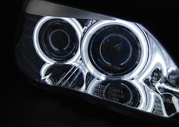 HEADLIGHTS BMW E60/E61 03-07 ANGEL EYES CCFL CHROME LED INDIC.