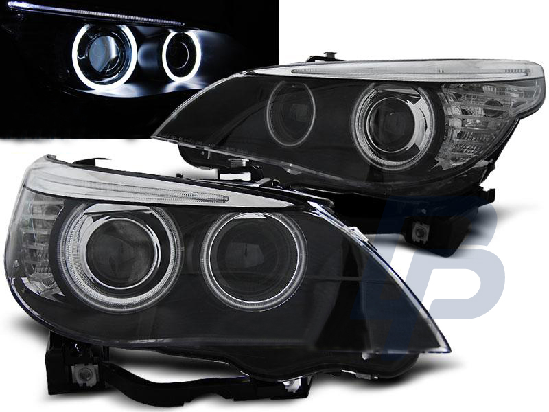 HEADLIGHTS BMW E60/E61 03-04 CCFL HID D2S DUAL PROJECTOR BLACK - 3