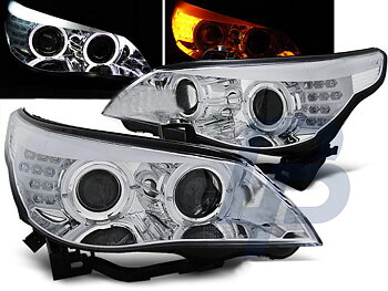 HEADLIGHTS BMW E60/E61 03-07 CHROME LED INDIC.