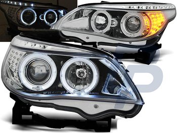 HEADLIGHTS BMW E60/E61 03-07 ANGEL EYES CHROME LED INDIC.