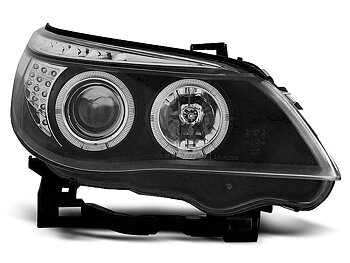 HEADLIGHTS BMW E60/E61 03-07 ANGEL EYES BLACK LED INDIC.