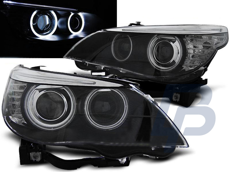 HEADLIGHTS BMW E60/E61 05-07 CCFL HID D1S DUAL PROJECTOR BLACK - 3