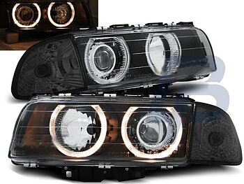 HEADLIGHTS BMW E38 06.94-08.98 H7/H7 ANGEL EYES BLACK