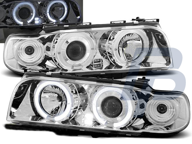 HEADLIGHTS BMW E38 06.94 - 08.98 ANGEL EYES CHROME - 2