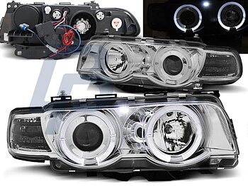 HEADLIGHTS BMW E38 09.98-07.01 ANGEL EYES CHROME XENON