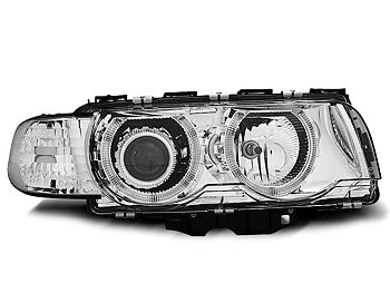 HEADLIGHTS BMW E38 09.98-07.01 H7/H7 ANGEL EYES CHROME