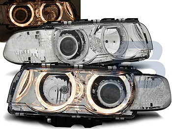 HEADLIGHTS BMW E38 09.98-07.01 H7/H7 ANGEL EYES CHROME