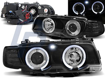 HEADLIGHTS BMW E38 09.98-07.01 ANGEL EYES BLACK XENON