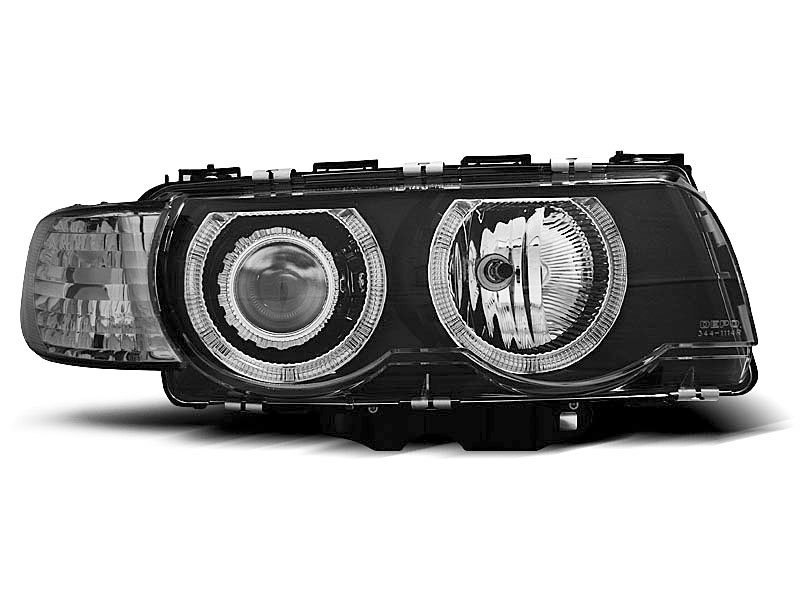 HEADLIGHTS BMW E38 09.98-07.01 H7/H7 ANGEL EYES BLACK